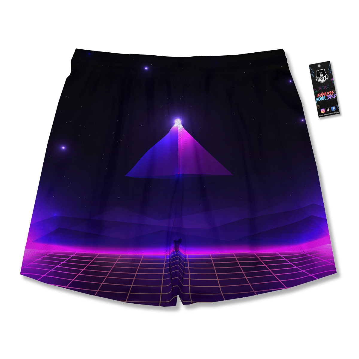 Pyramid Cloud Purple Print Men's Running Shorts-grizzshop