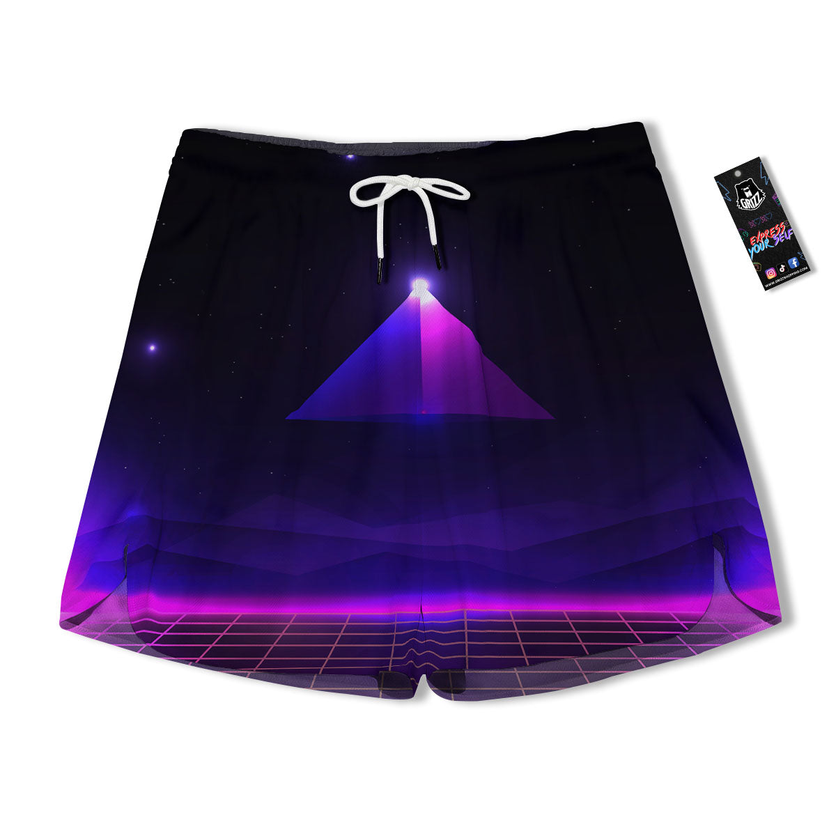 Pyramid Cloud Purple Print Men's Running Shorts-grizzshop