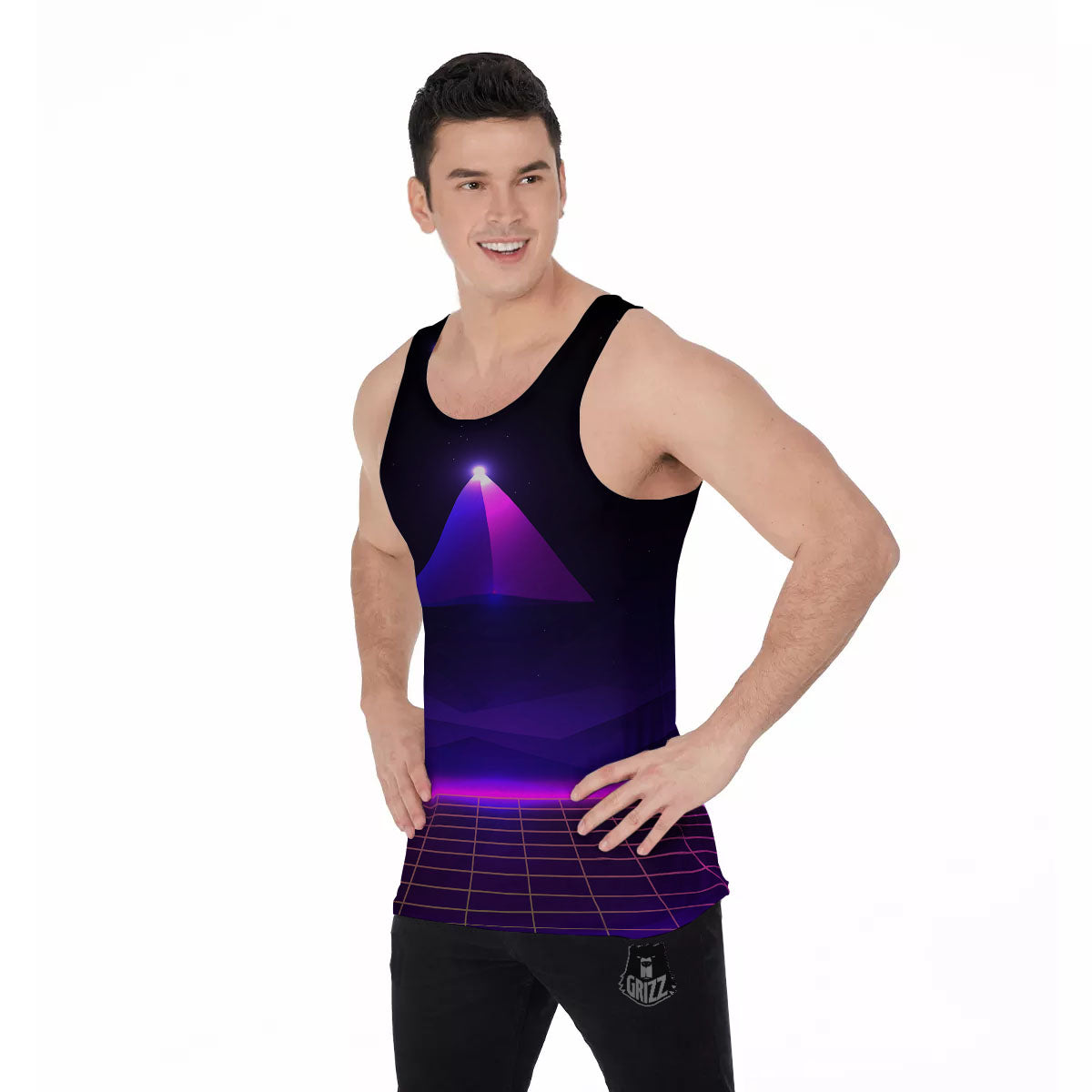 Pyramid Cloud Purple Print Men's Tank Top-grizzshop