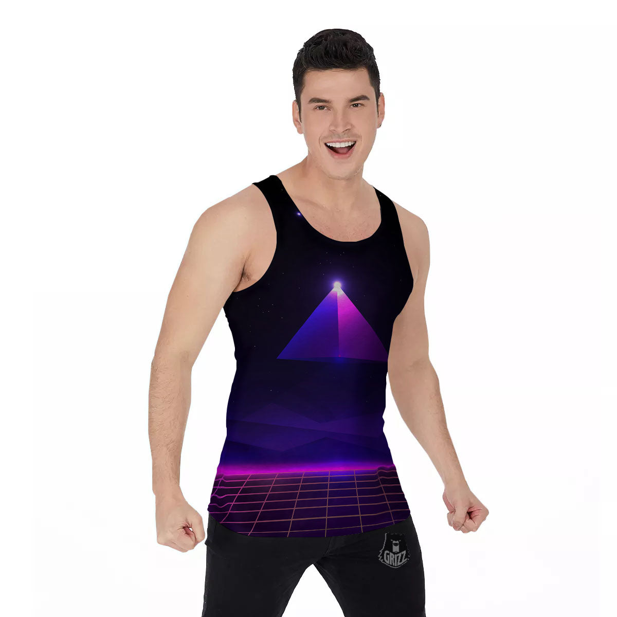 Pyramid Cloud Purple Print Men's Tank Top-grizzshop
