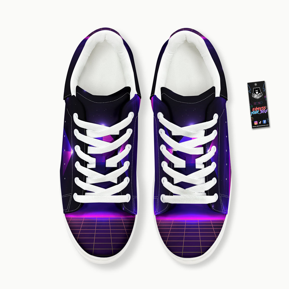 Pyramid Cloud Purple Print Platform Shoes-grizzshop