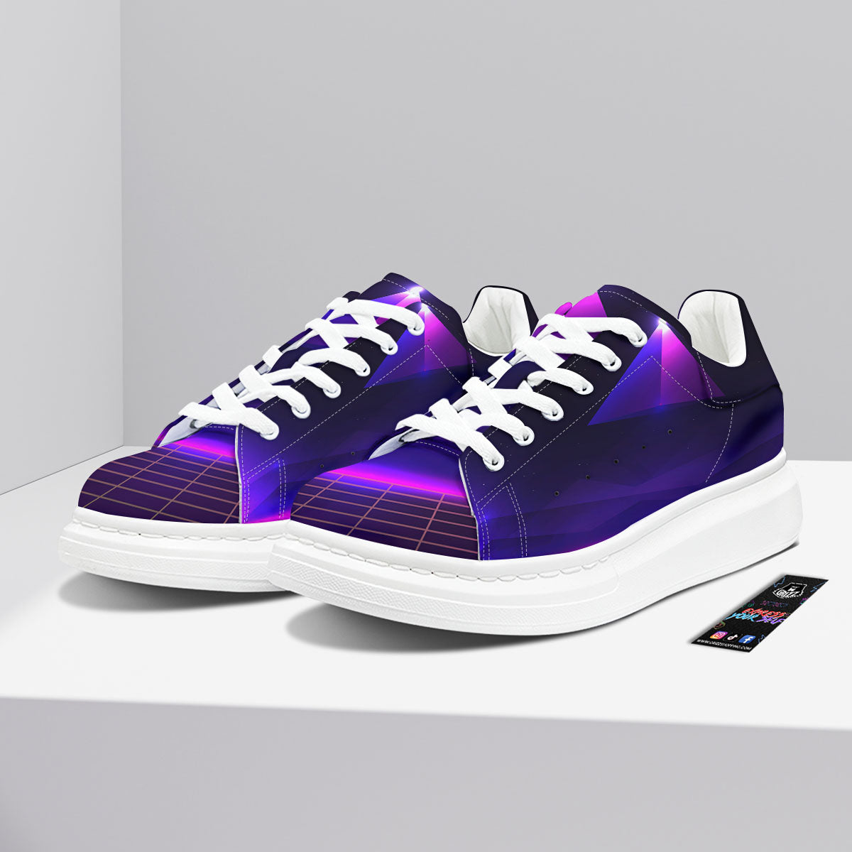 Pyramid Cloud Purple Print Platform Shoes-grizzshop