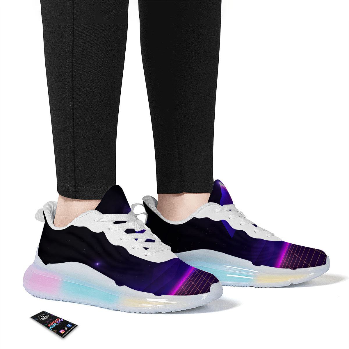 Pyramid Cloud Purple Print Running Sneakers-grizzshop