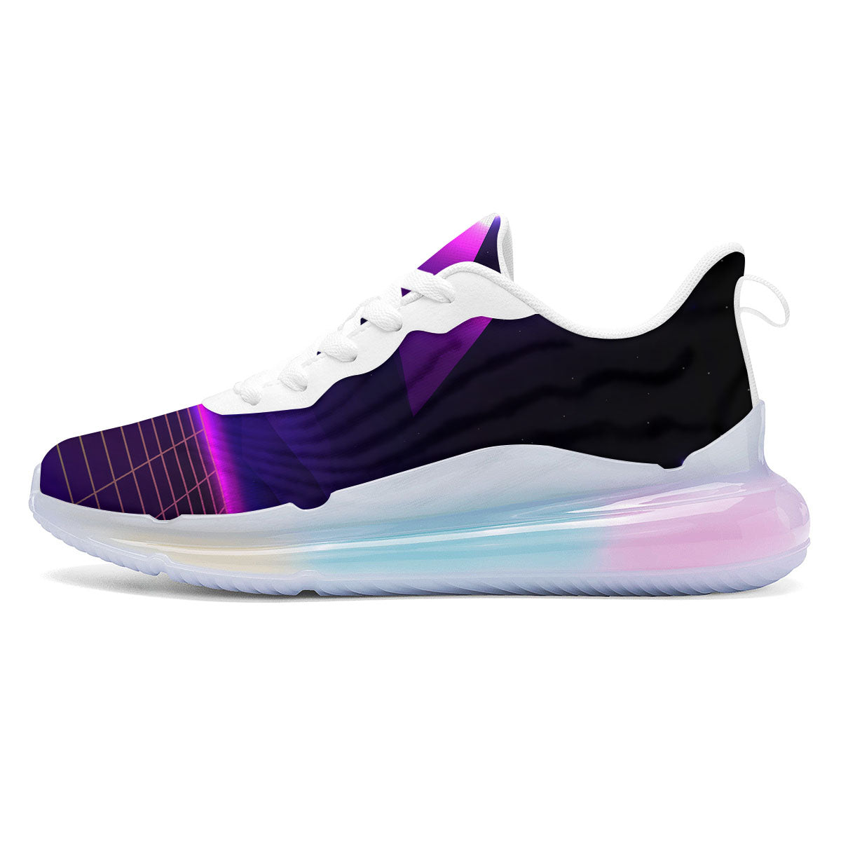 Pyramid Cloud Purple Print Running Sneakers-grizzshop