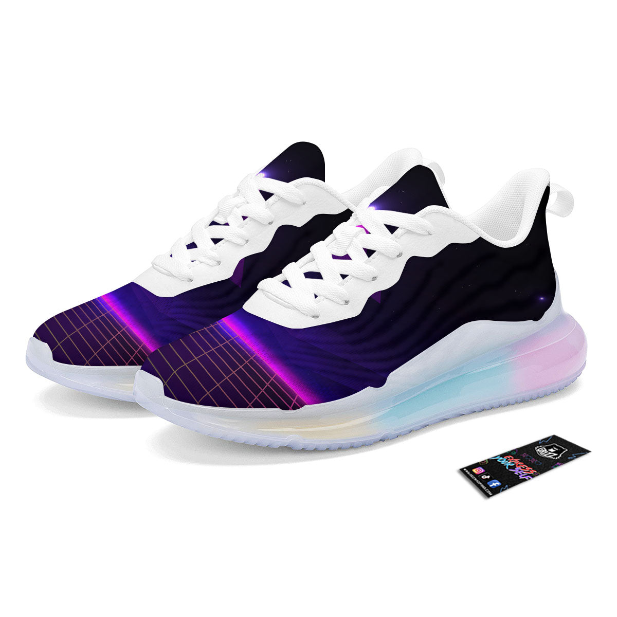 Pyramid Cloud Purple Print Running Sneakers-grizzshop