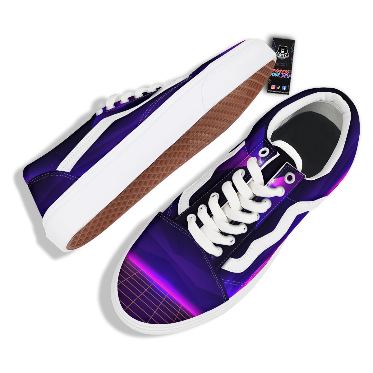 Pyramid Cloud Purple Print Skate Shoes-grizzshop