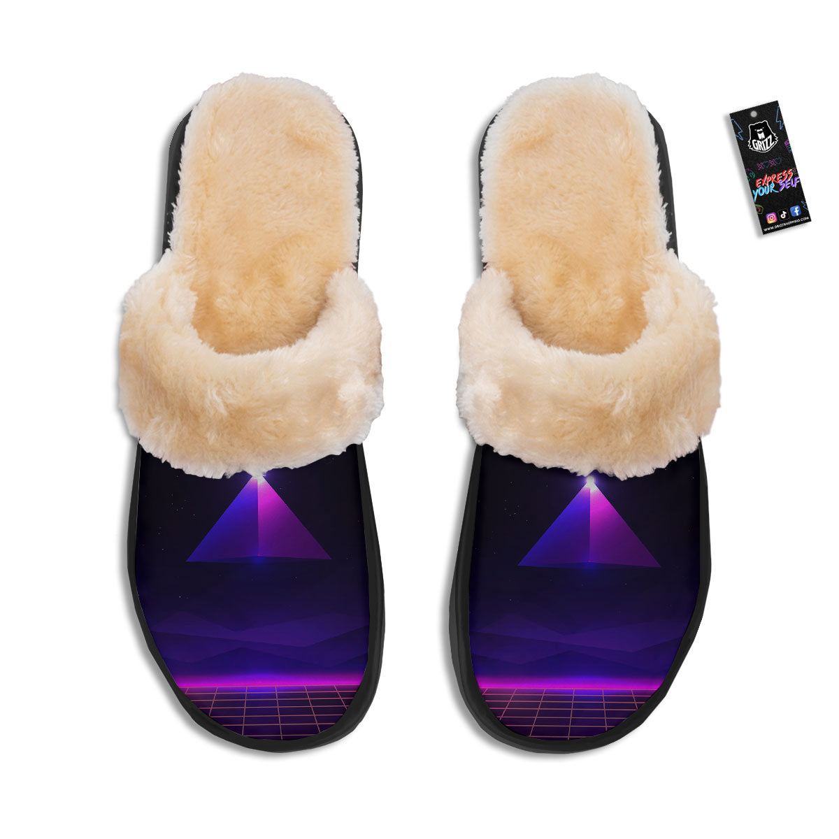 Pyramid Cloud Purple Print Slippers-grizzshop