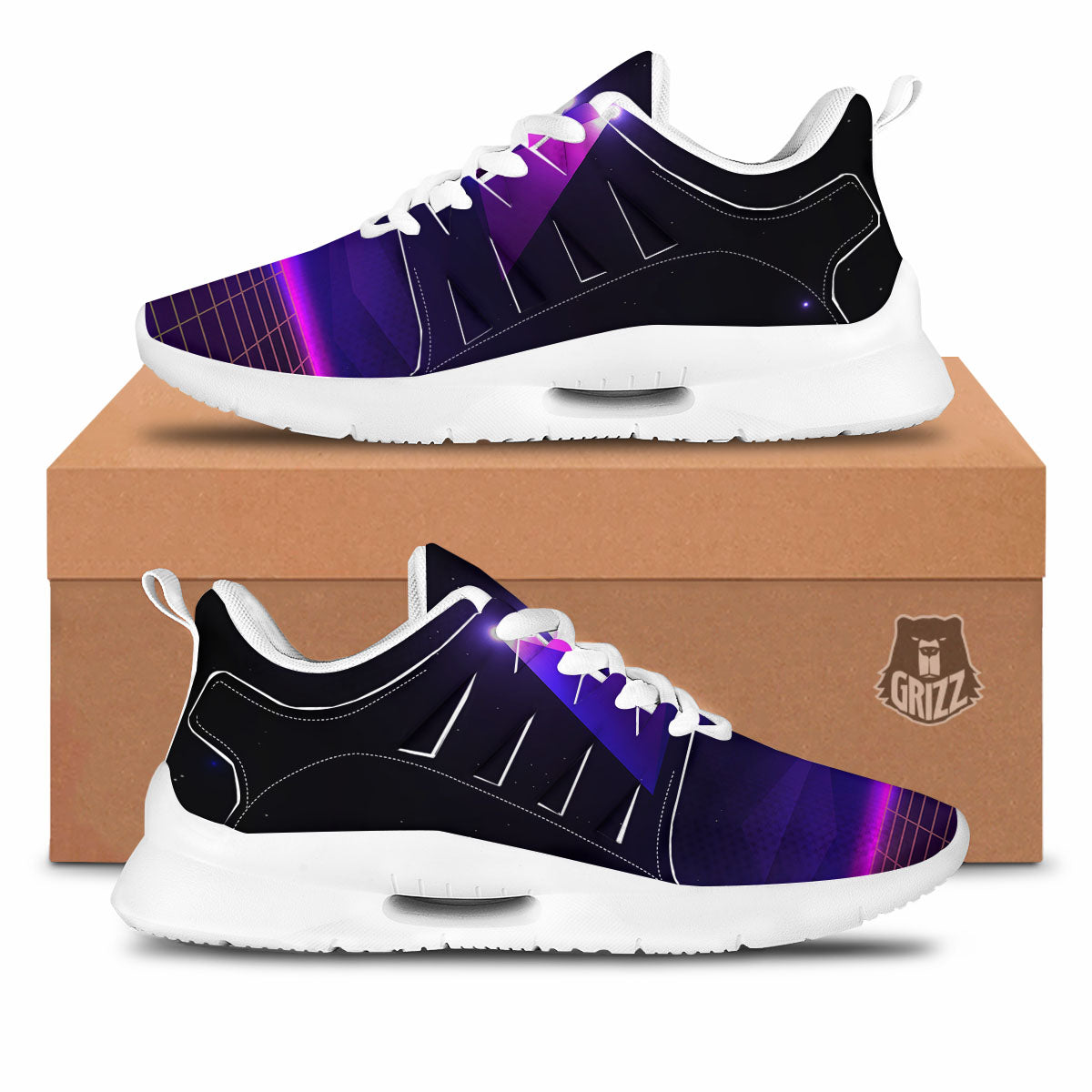 Pyramid Cloud Purple Print Tennis Shoes-grizzshop