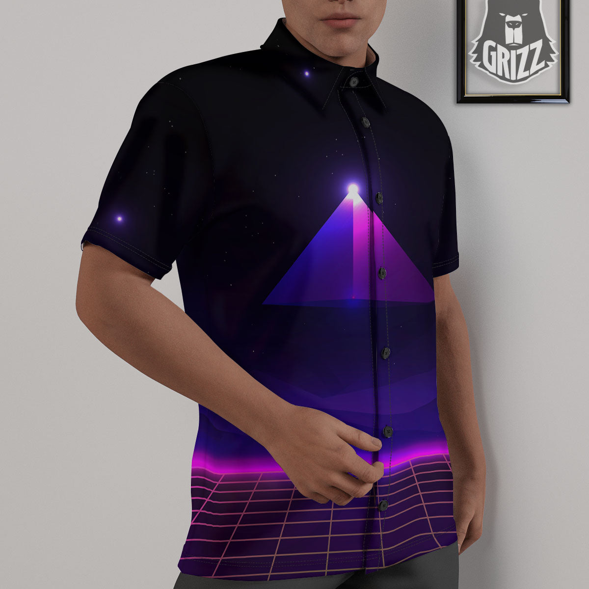 Pyramid Cloud Purple Print Untucked Shirts-grizzshop