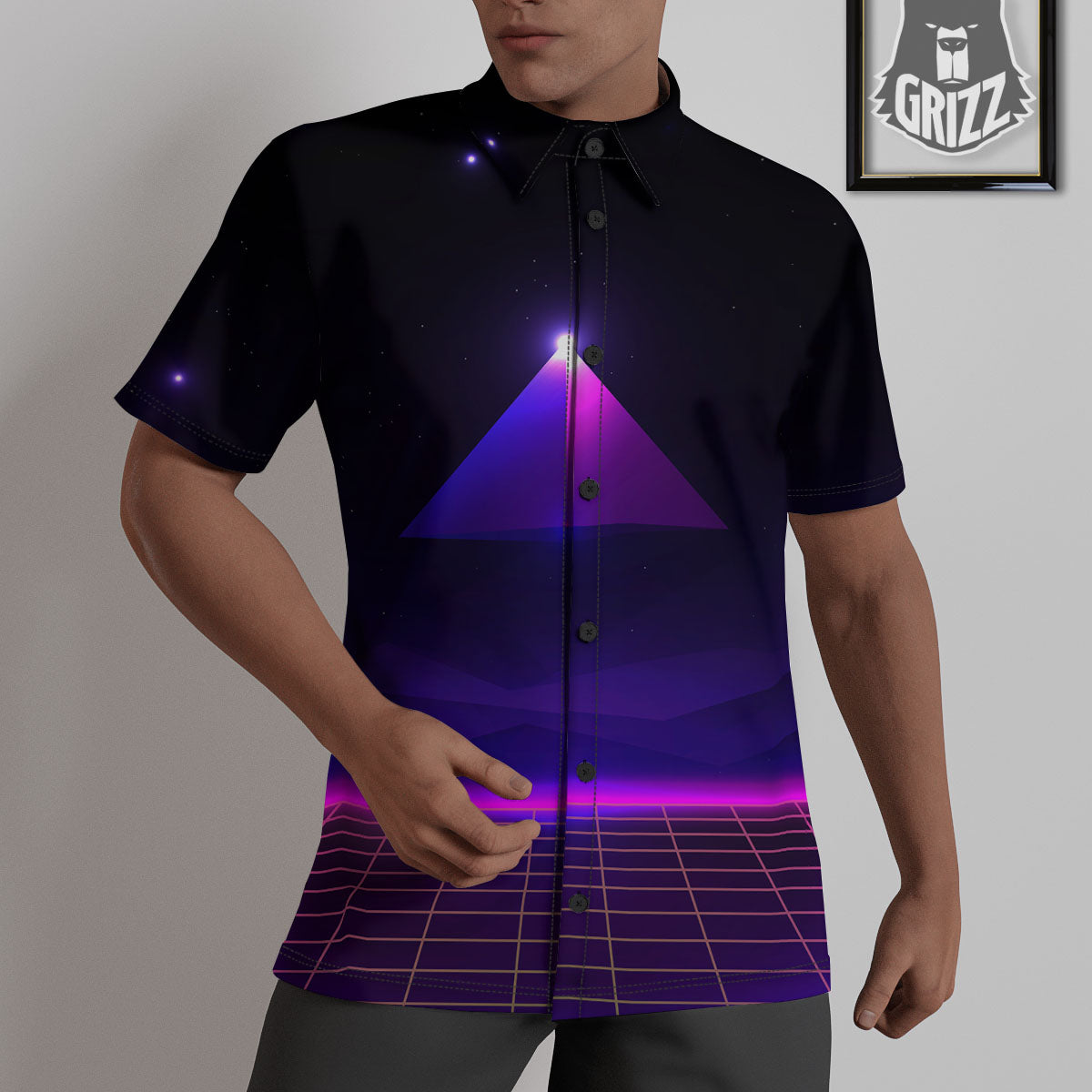 Pyramid Cloud Purple Print Untucked Shirts-grizzshop