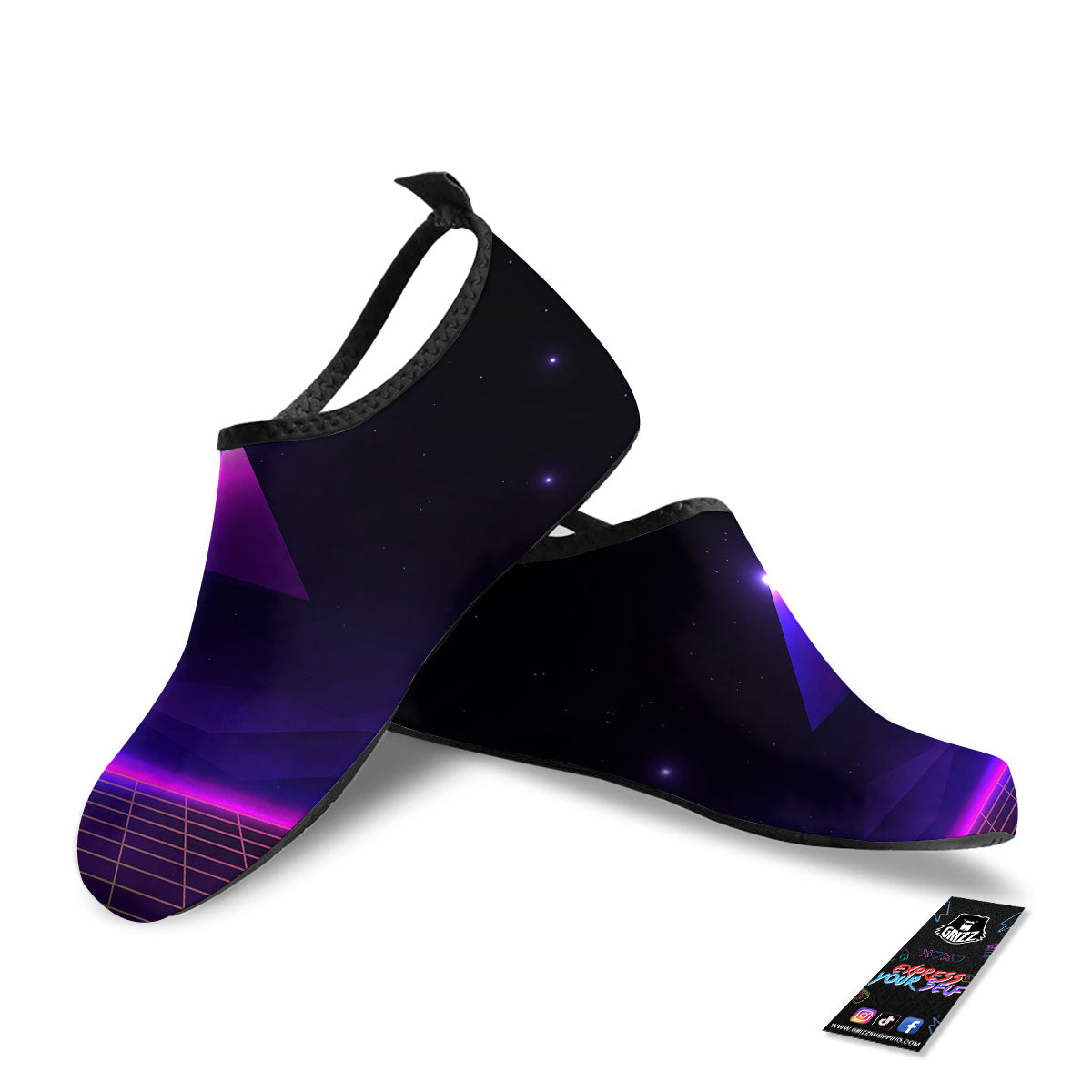 Pyramid Cloud Purple Print Water Shoes-grizzshop