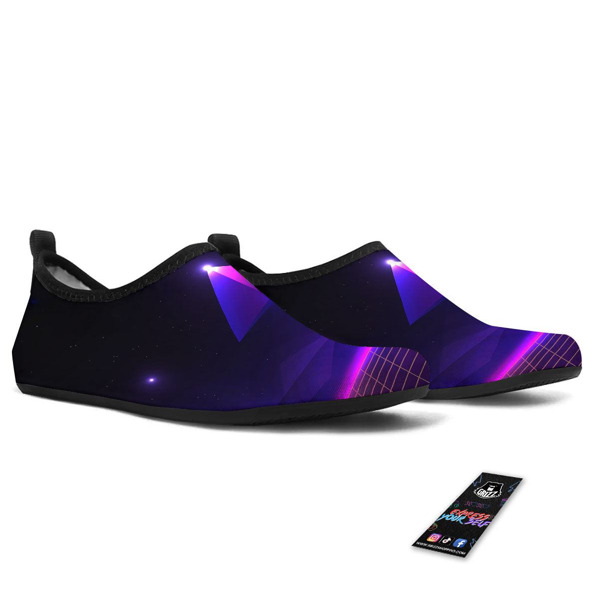Pyramid Cloud Purple Print Water Shoes-grizzshop