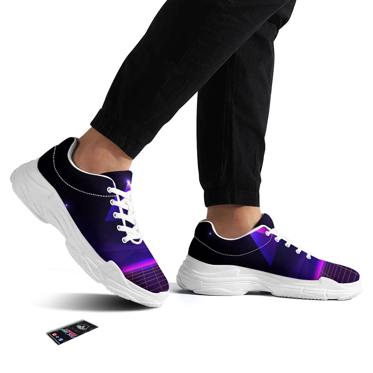Pyramid Cloud Purple Print White Chunky Shoes-grizzshop