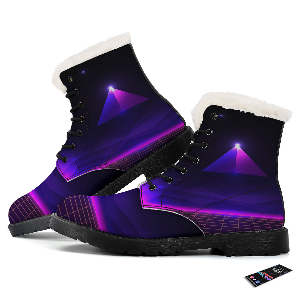 Pyramid Cloud Purple Print Winter Boots-grizzshop