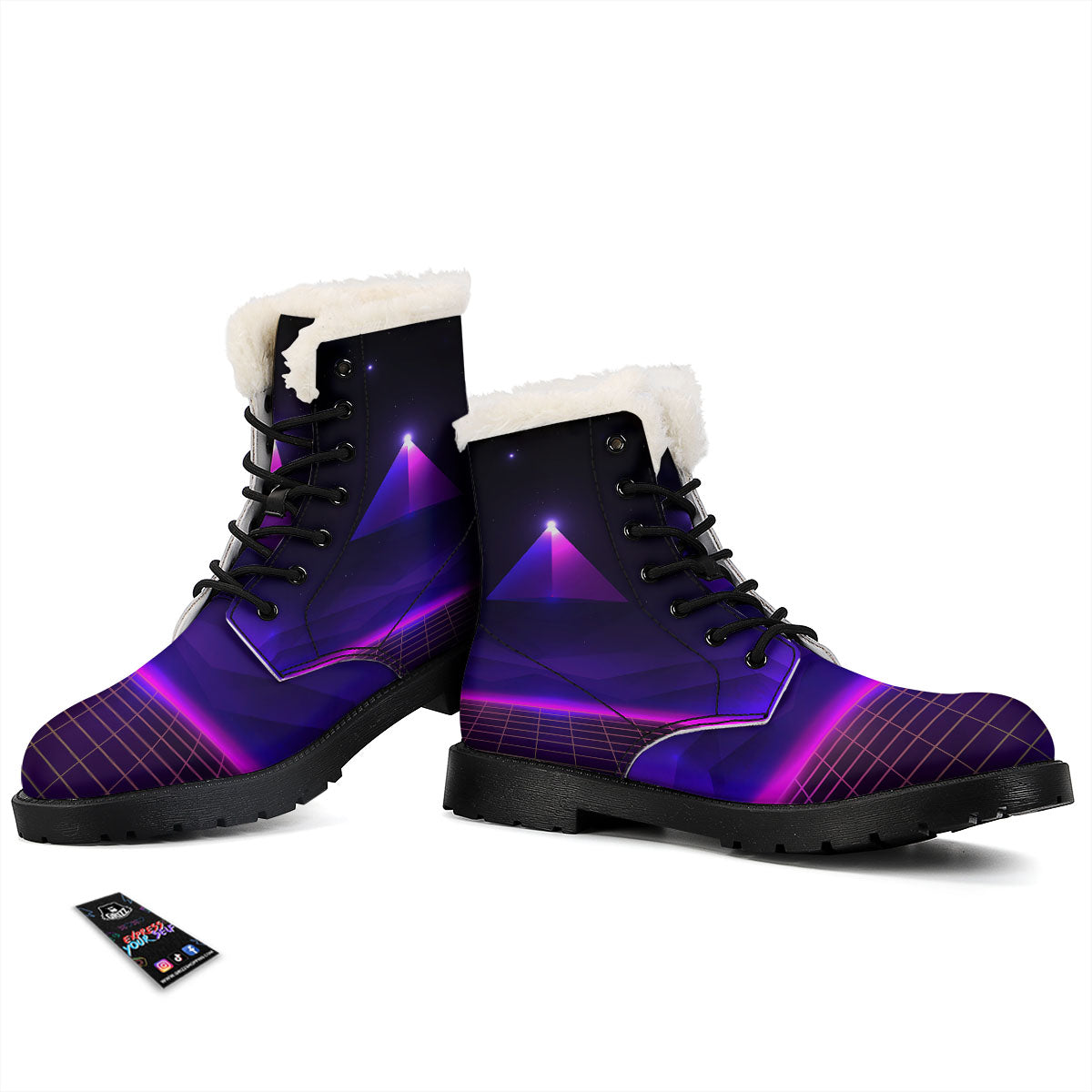 Pyramid Cloud Purple Print Winter Boots-grizzshop