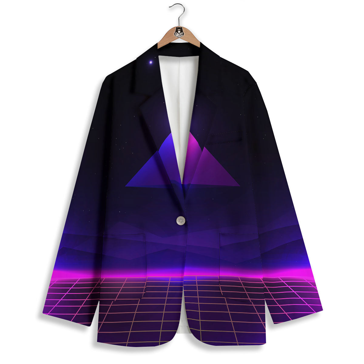 Pyramid Cloud Purple Print Women's Blazer-grizzshop
