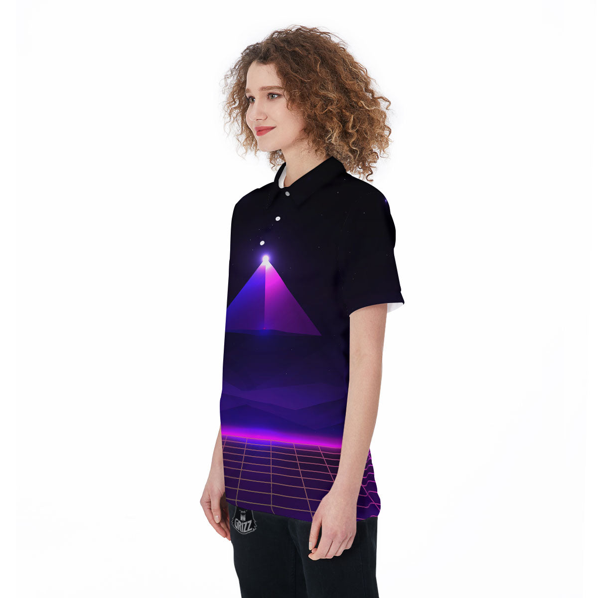 Pyramid Cloud Purple Print Women's Golf Shirts-grizzshop