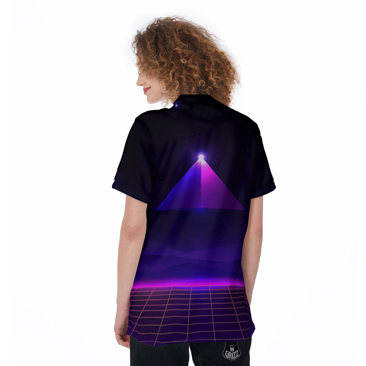 Pyramid Cloud Purple Print Women's Golf Shirts-grizzshop