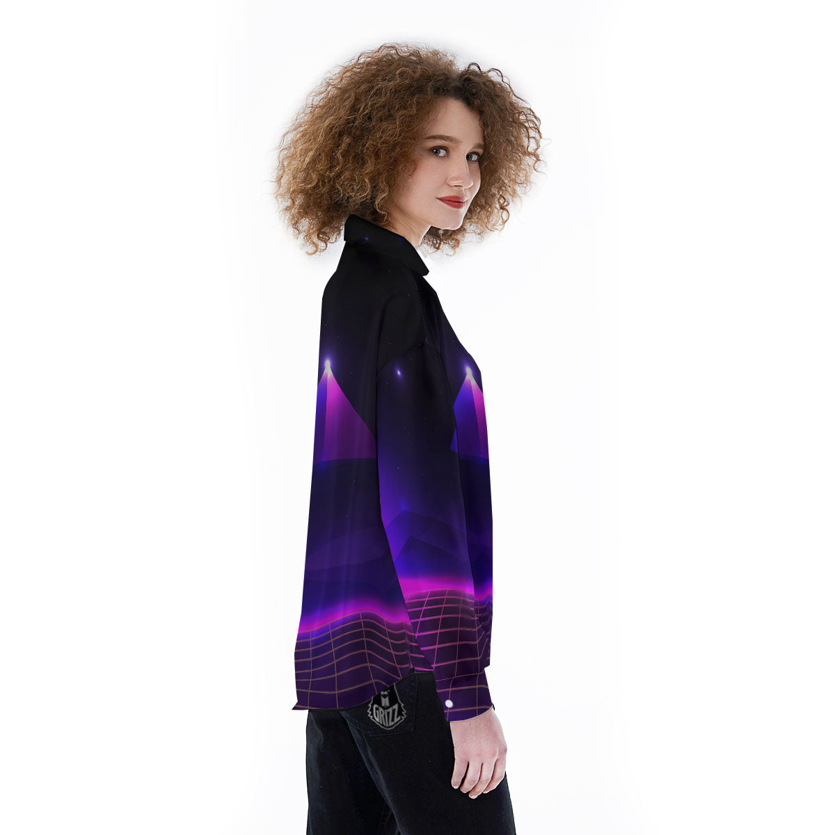 Pyramid Cloud Purple Print Women's Long Sleeve Shirts-grizzshop