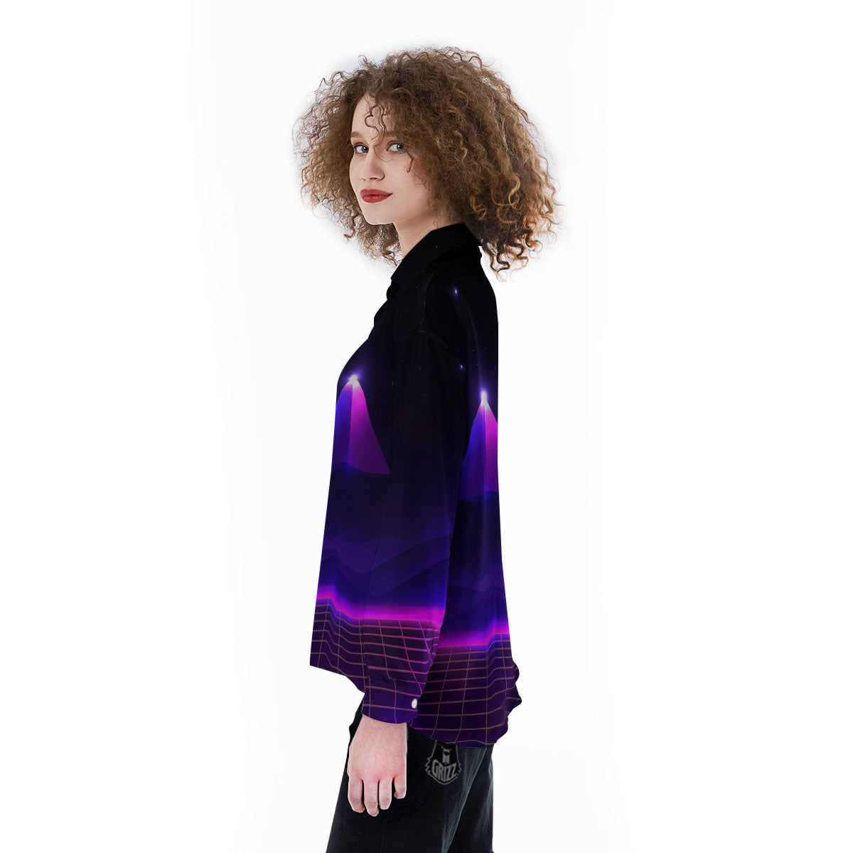 Pyramid Cloud Purple Print Women's Long Sleeve Shirts-grizzshop
