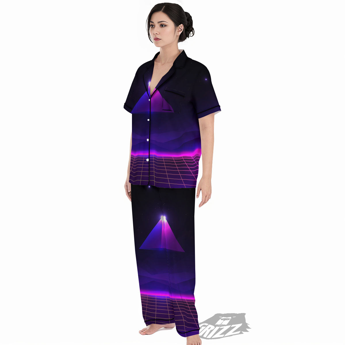 Pyramid Cloud Purple Print Women's Pajamas Set-grizzshop