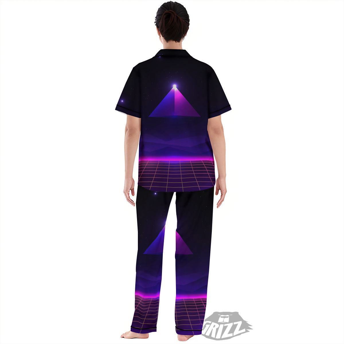 Pyramid Cloud Purple Print Women's Pajamas Set-grizzshop