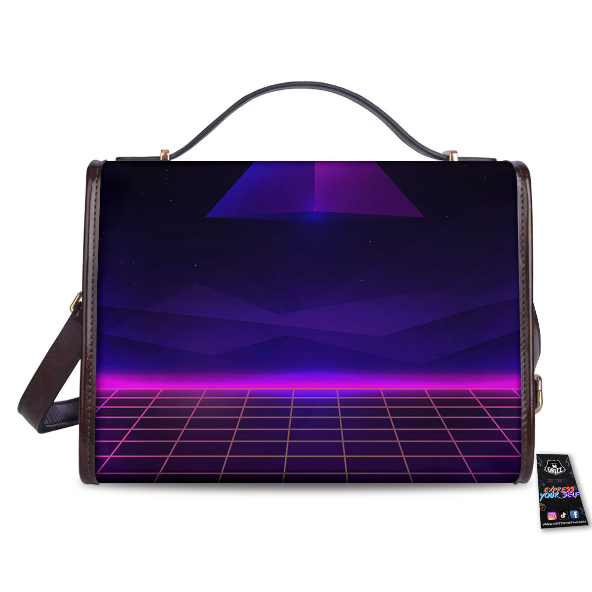 Pyramid Cloud Purple Print Women's Satchel Bag-grizzshop