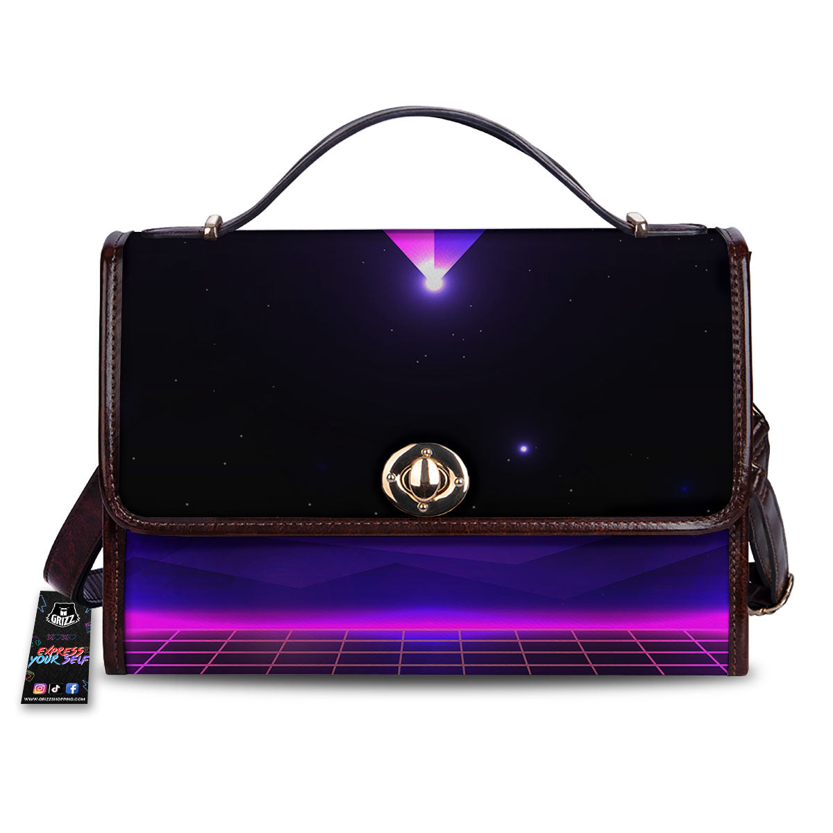 Pyramid Cloud Purple Print Women's Satchel Bag-grizzshop