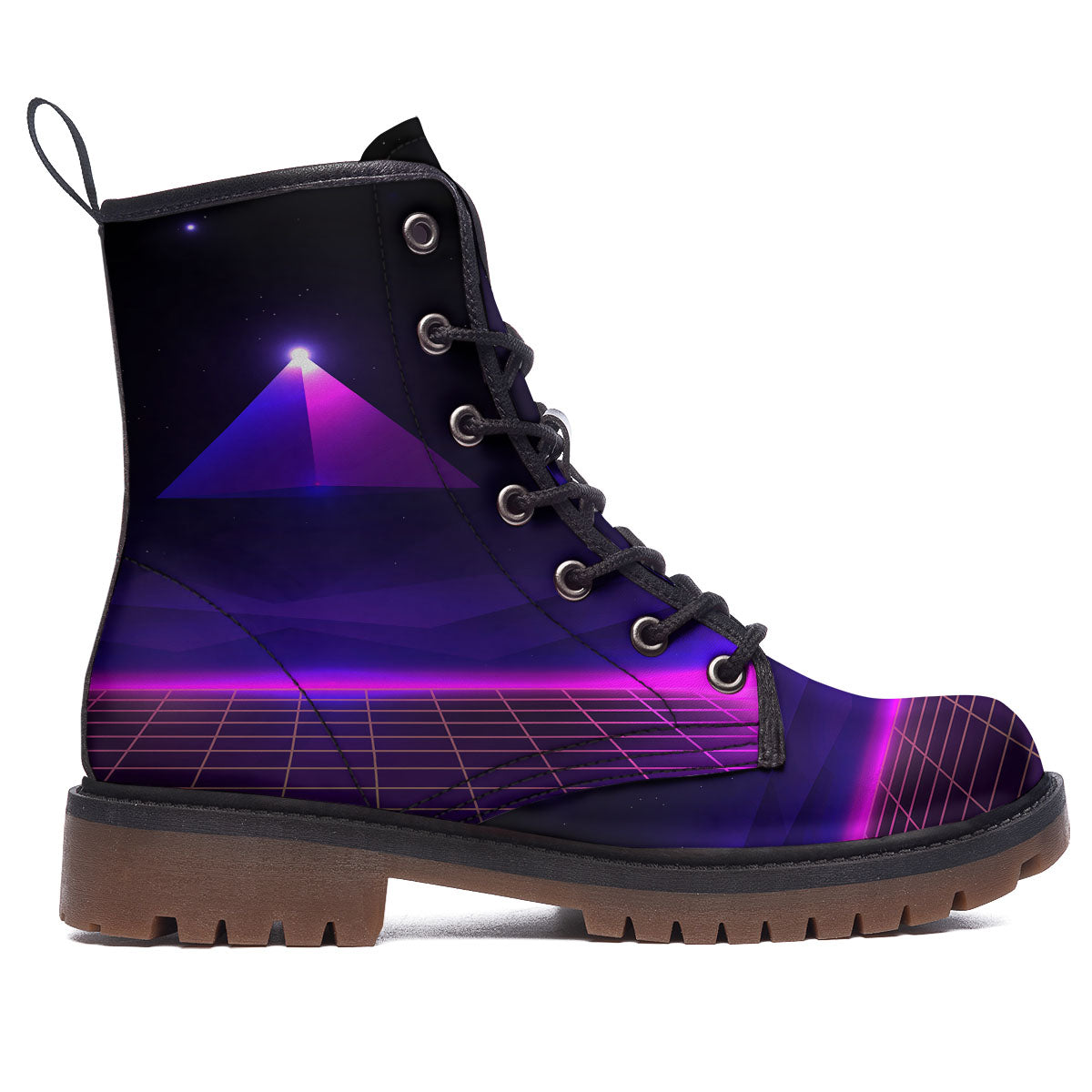Pyramid Cloud Purple Print Work Boots-grizzshop