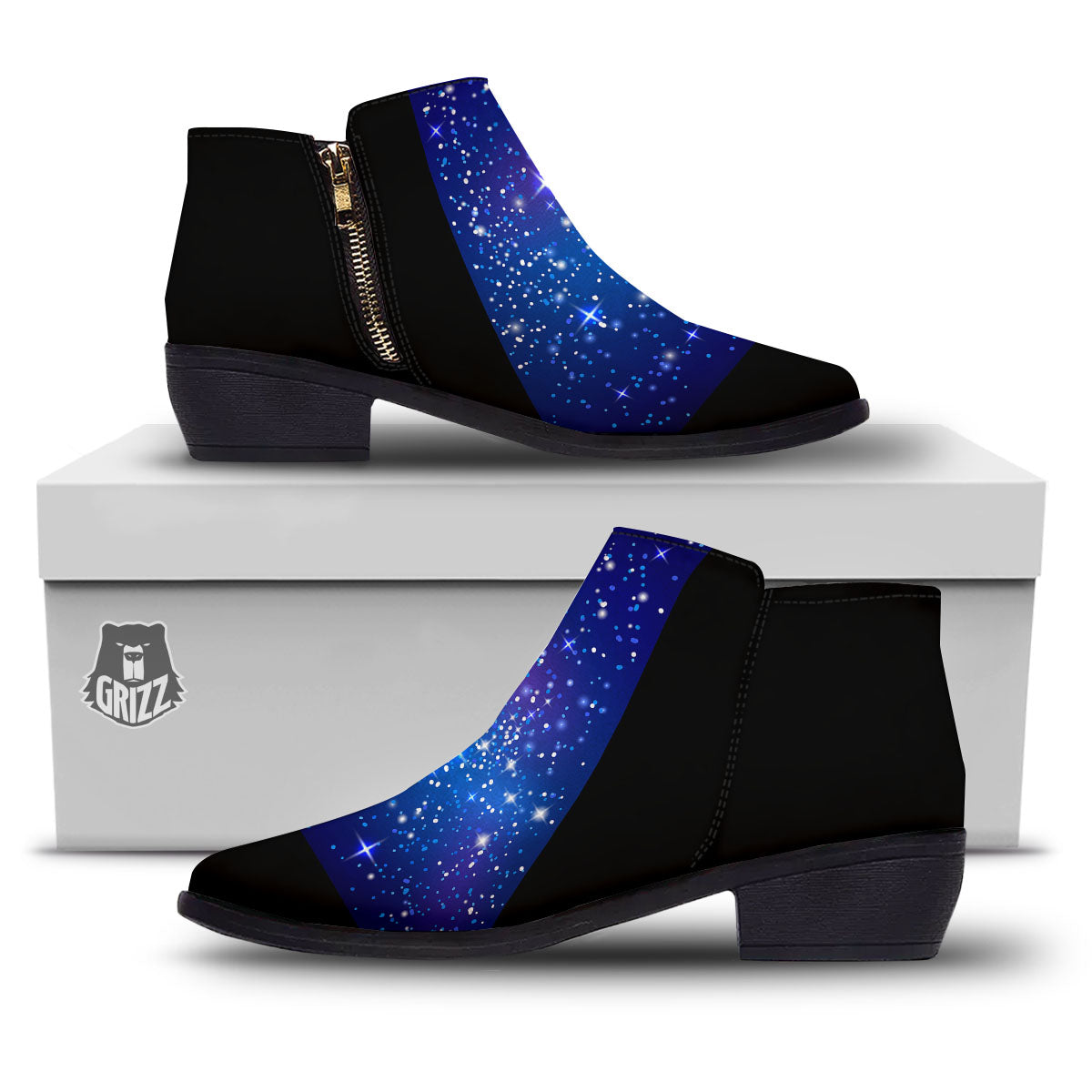 Pyramid Galaxy Print Ankle Boots-grizzshop