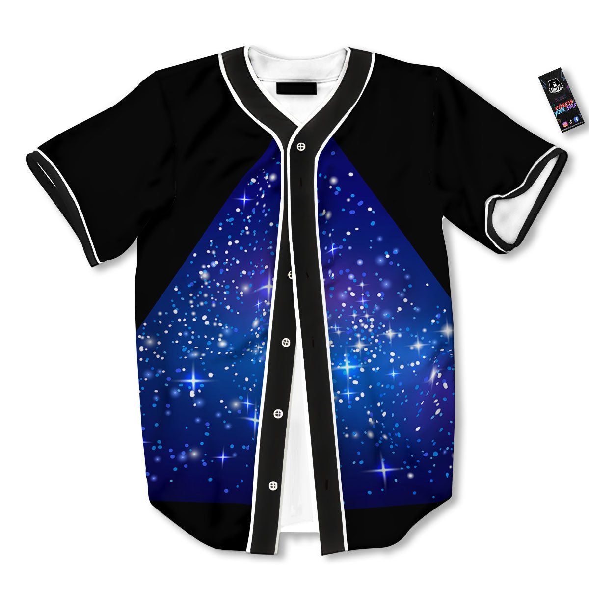 Pyramid Galaxy Print Baseball Jersey-grizzshop