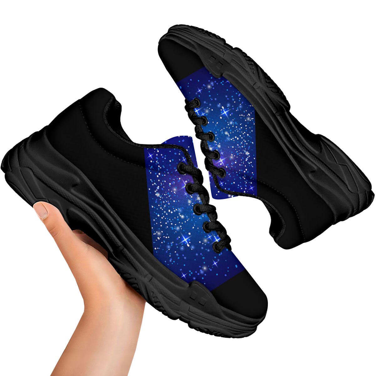Pyramid Galaxy Print Black Chunky Shoes-grizzshop