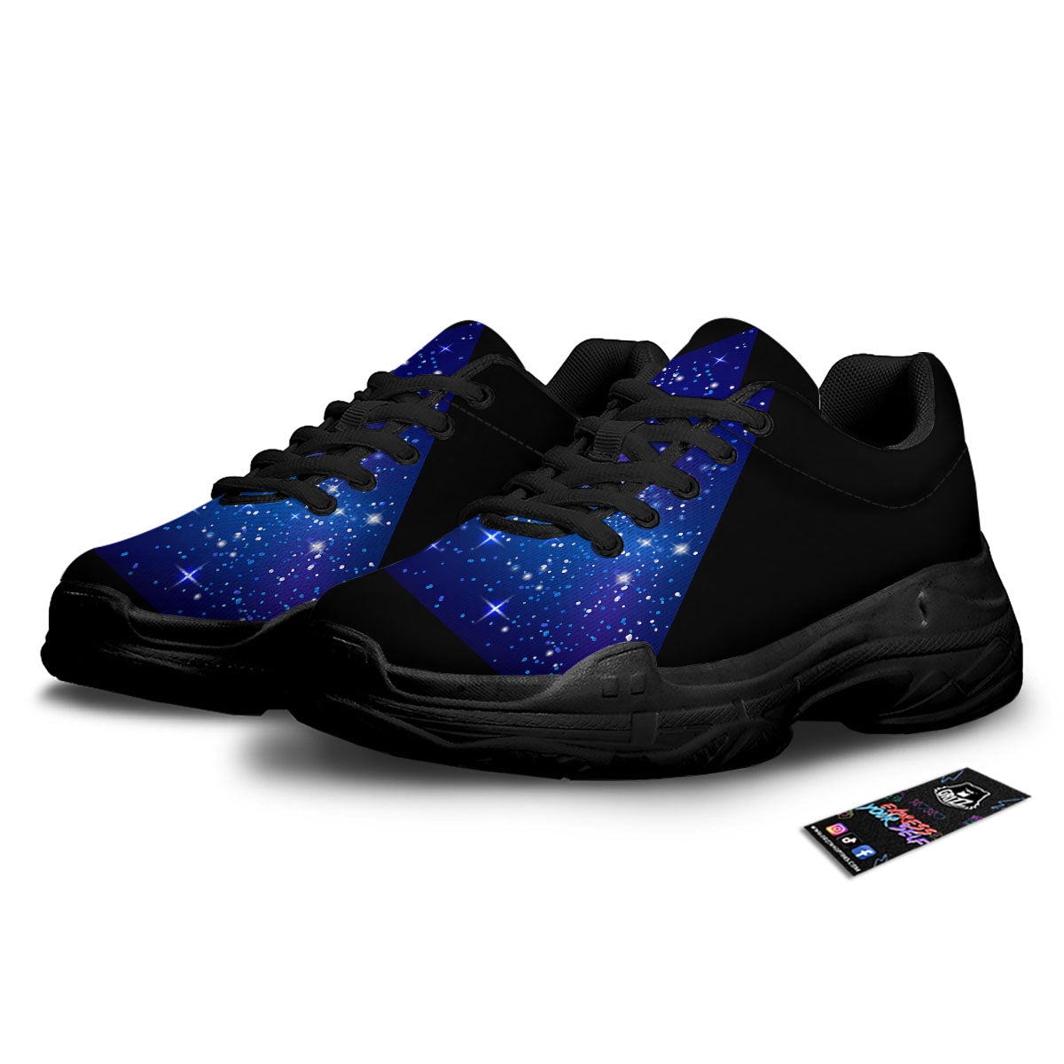 Pyramid Galaxy Print Black Chunky Shoes-grizzshop