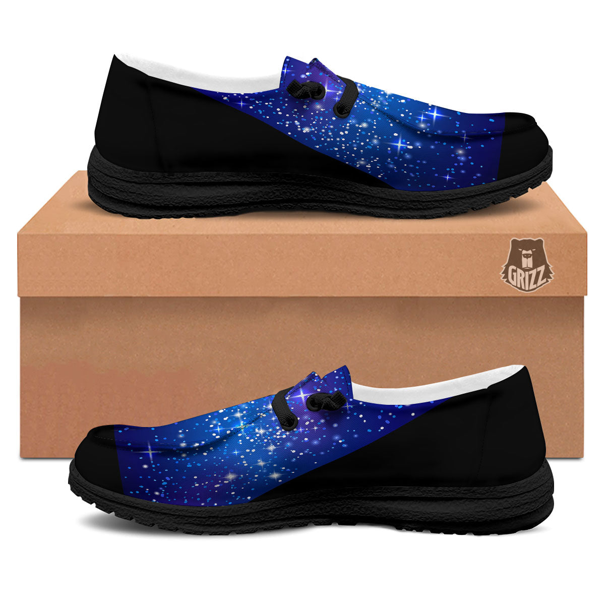 Pyramid Galaxy Print Black Loafers-grizzshop