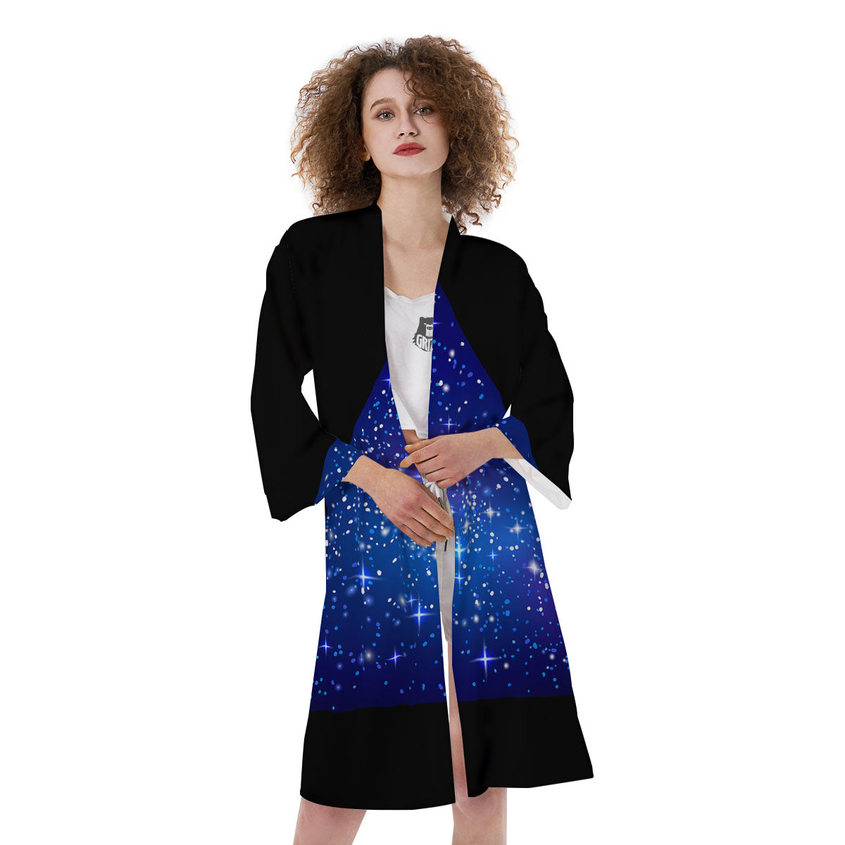 Pyramid Galaxy Print Kimono-grizzshop