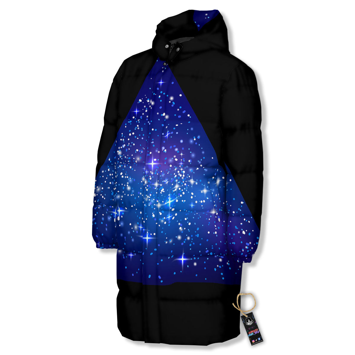 Pyramid Galaxy Print Long Down Jacket-grizzshop