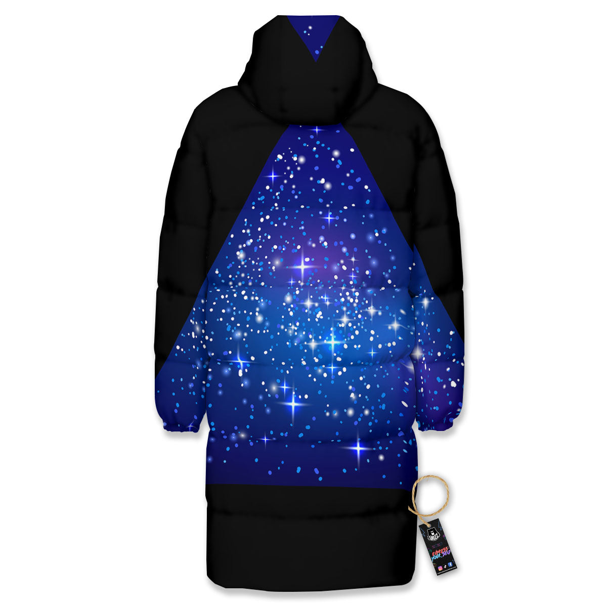 Pyramid Galaxy Print Long Down Jacket-grizzshop