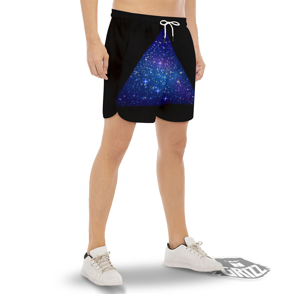Pyramid Galaxy Print Men's Gym Shorts-grizzshop