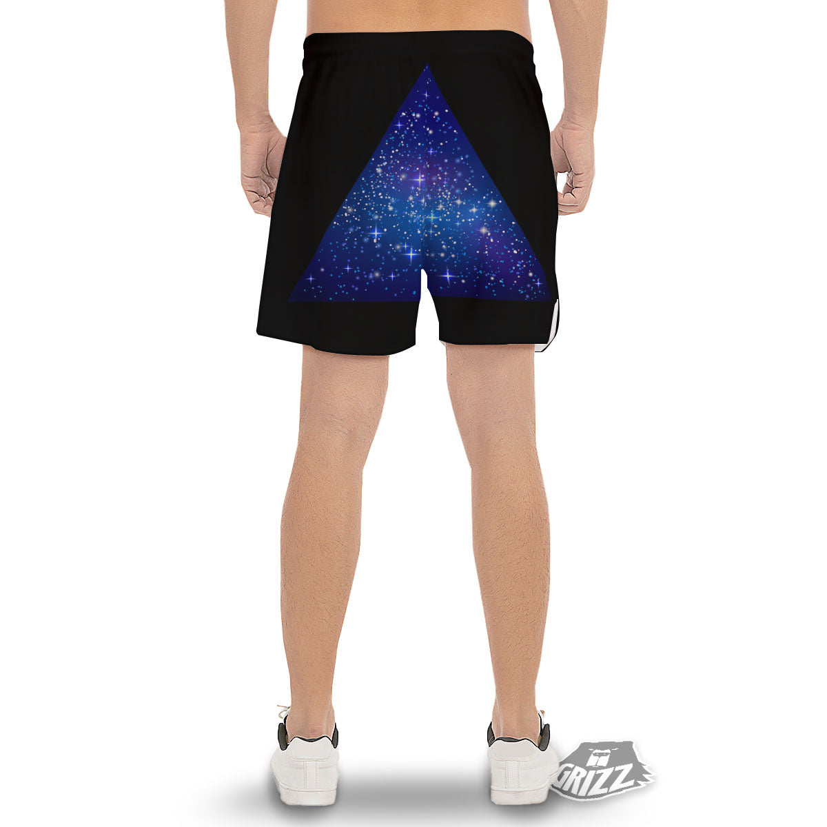 Pyramid Galaxy Print Men's Gym Shorts-grizzshop