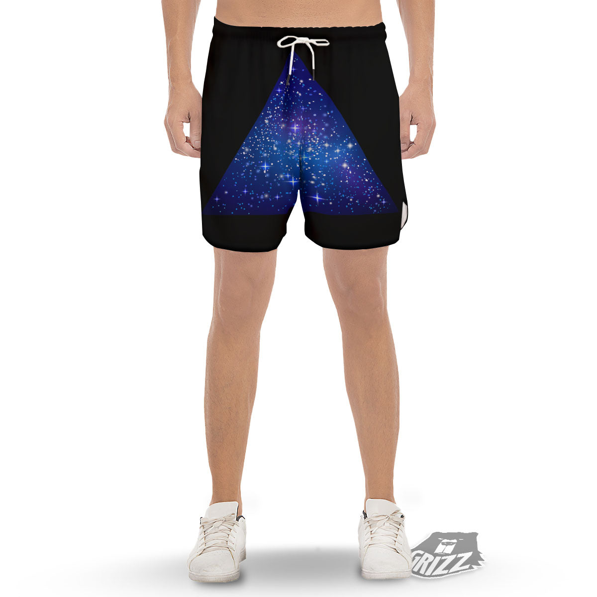 Pyramid Galaxy Print Men's Gym Shorts-grizzshop