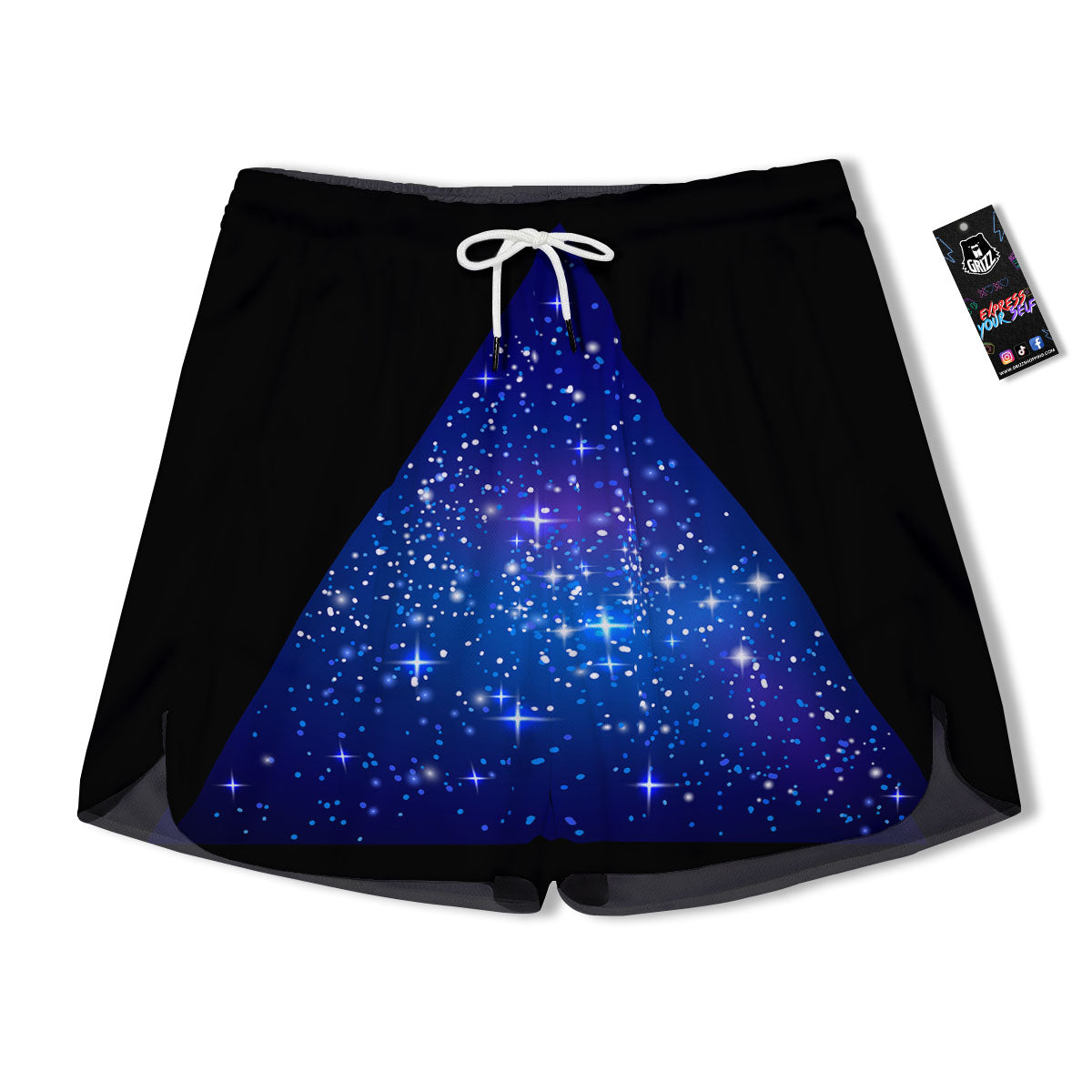 Pyramid Galaxy Print Men's Running Shorts-grizzshop