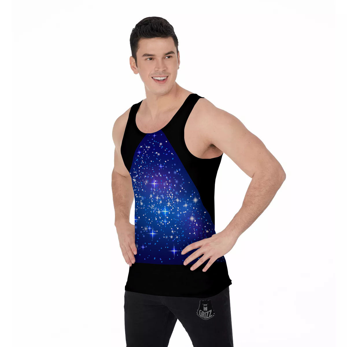Pyramid Galaxy Print Men's Tank Top-grizzshop