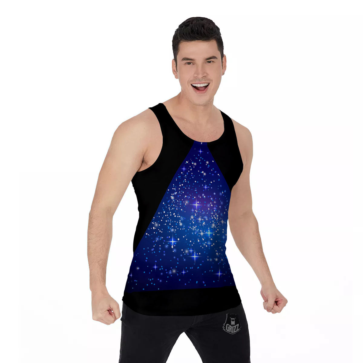Pyramid Galaxy Print Men's Tank Top-grizzshop
