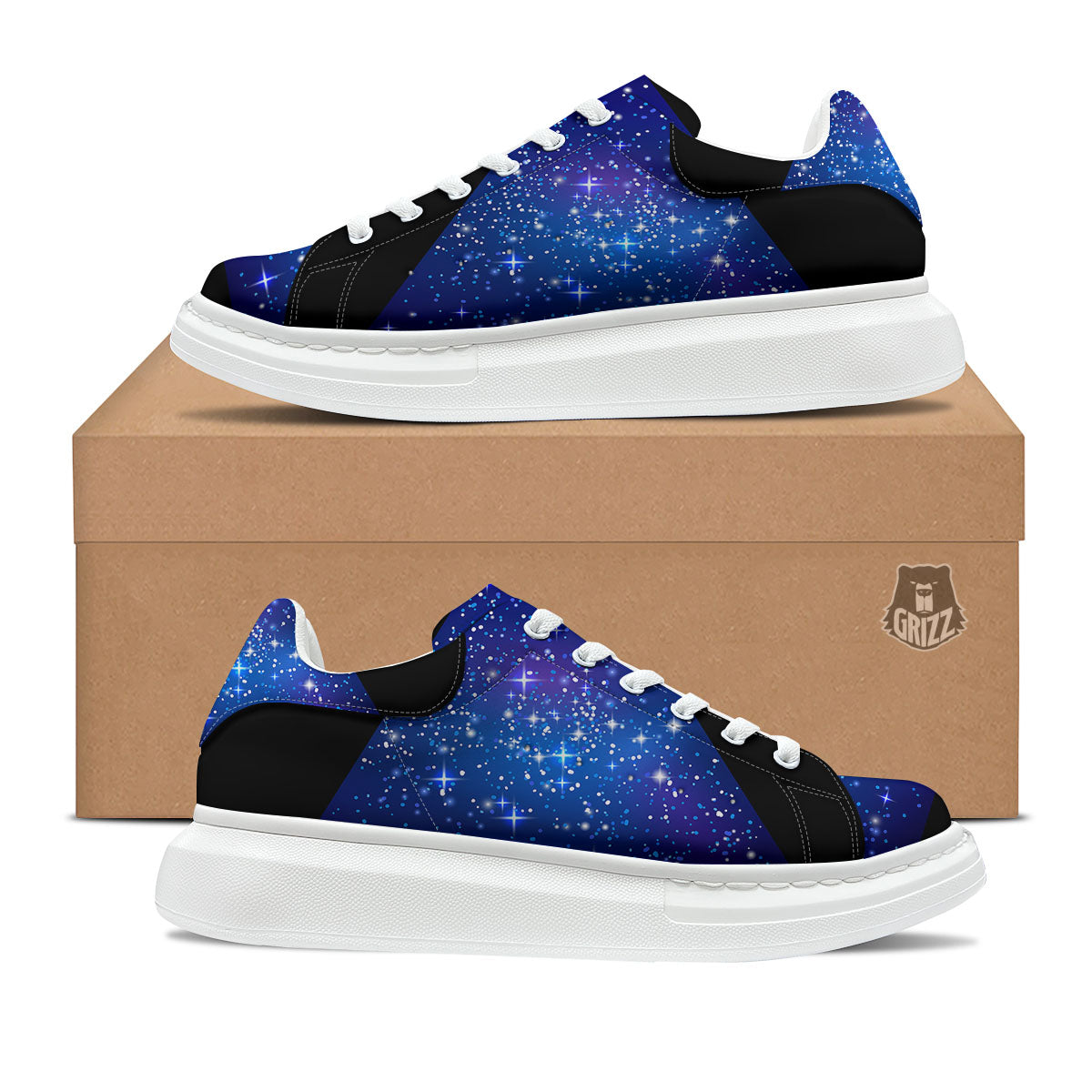 Pyramid Galaxy Print Platform Shoes-grizzshop