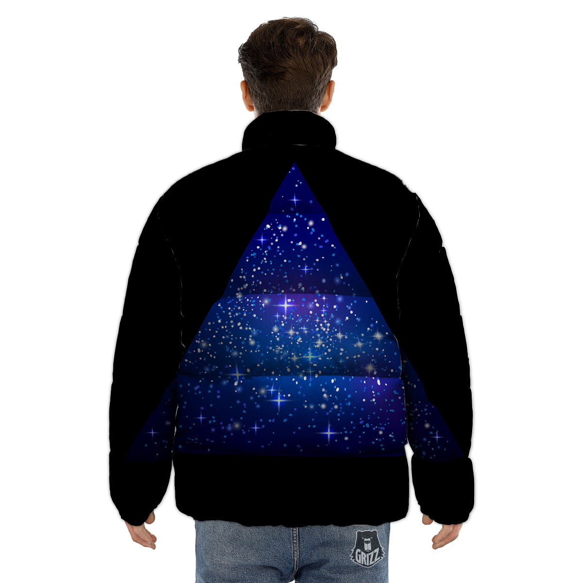 Pyramid Galaxy Print Puffer Jacket-grizzshop