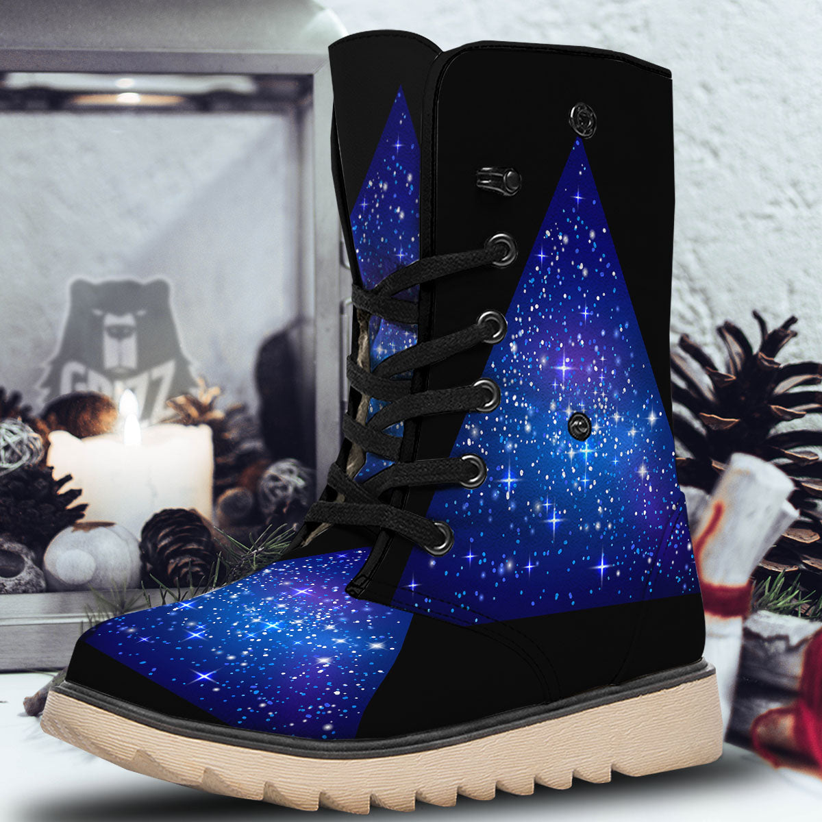 Pyramid Galaxy Print Snow Boots-grizzshop