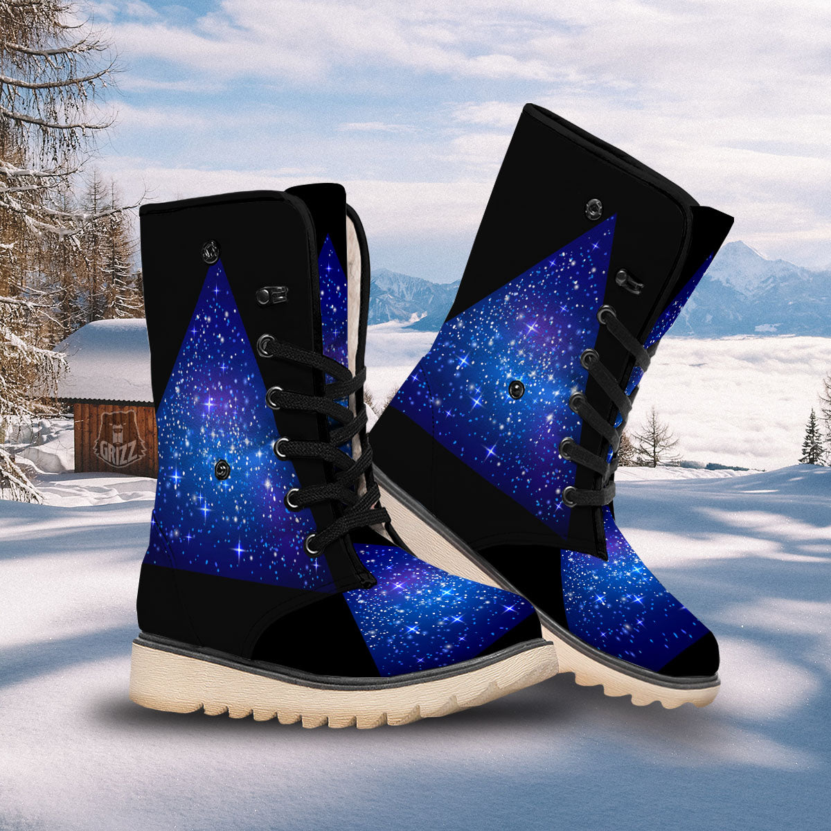 Pyramid Galaxy Print Snow Boots-grizzshop