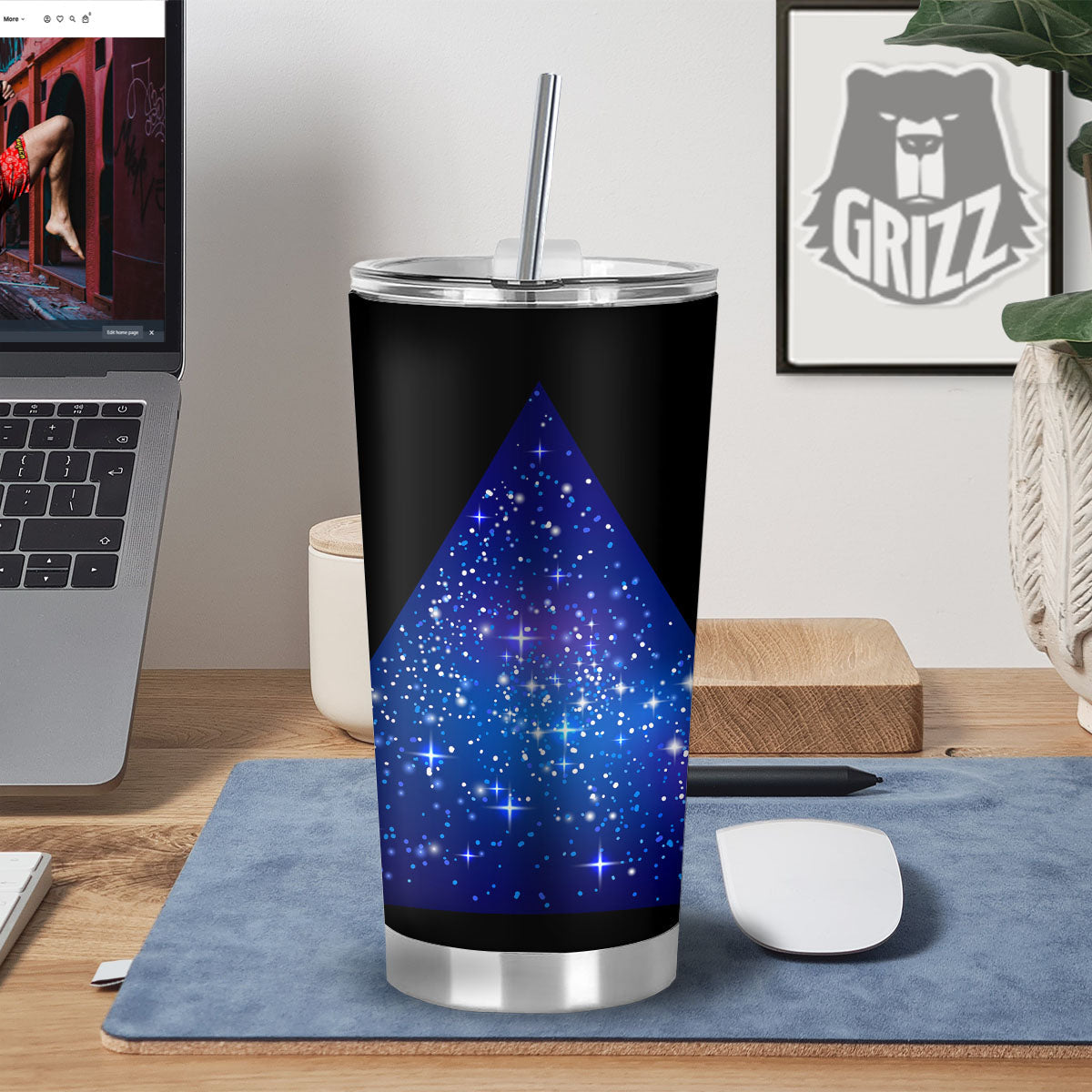 Pyramid Galaxy Print Tumbler-grizzshop
