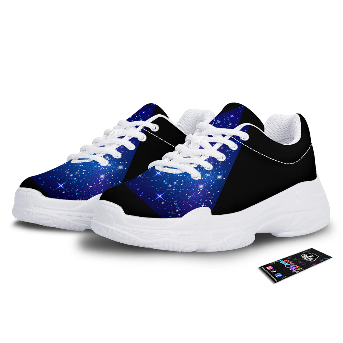 Pyramid Galaxy Print White Chunky Shoes-grizzshop