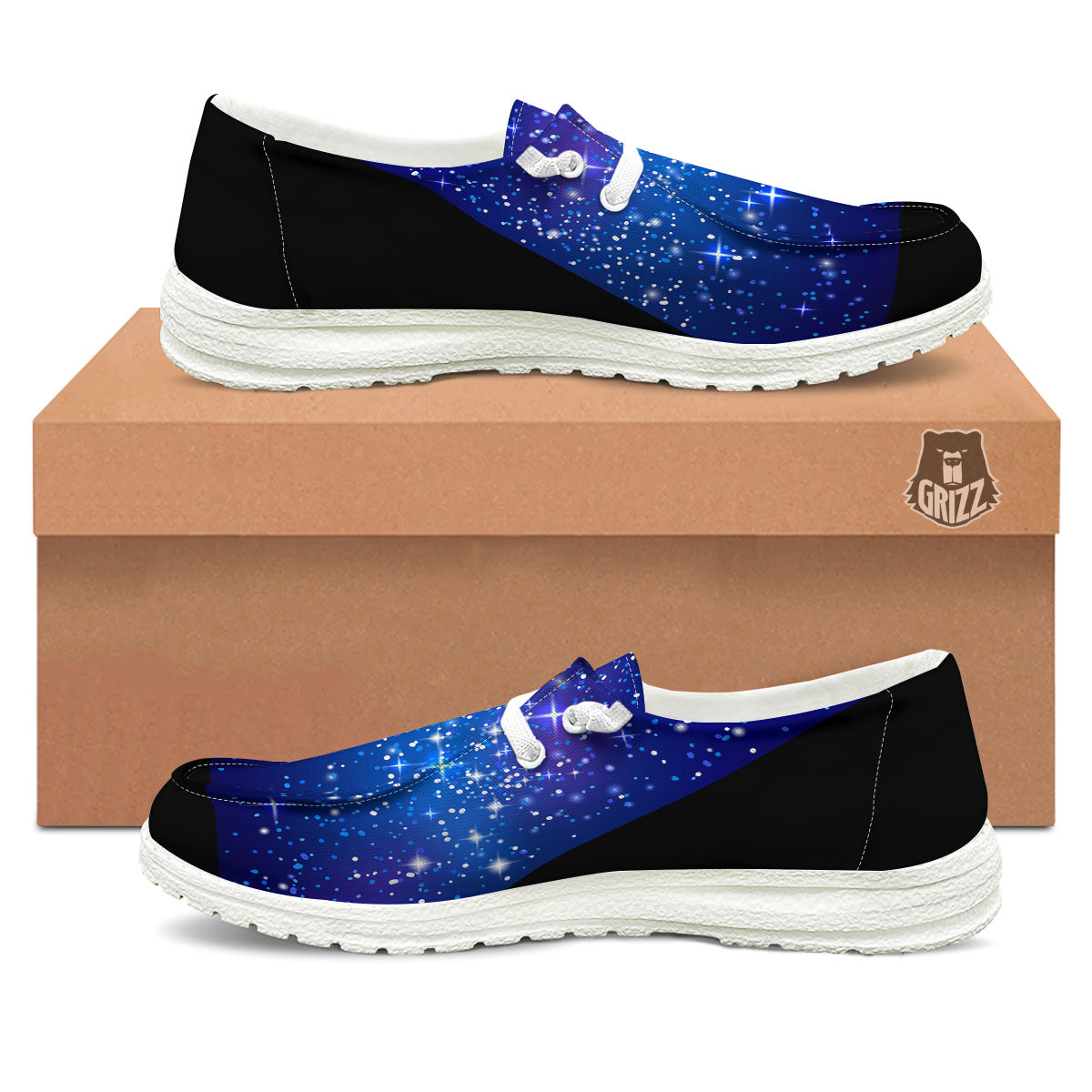 Pyramid Galaxy Print White Loafers-grizzshop